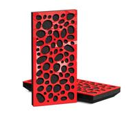 4 Pack - Narrow Acoustic Decorative Panel | 50x25cm | Home Interior Sound Absorption & Echo Control | Organic Modern Design | Model-Thickness-Color: [K3-33mm | Red glossy plastic]