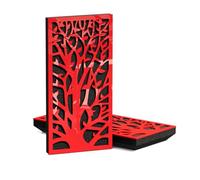 4 Pack - Narrow Acoustic Decorative Panel | 50x25cm | Home Interior Sound Absorption & Echo Control | Organic Modern Design | Model-Thickness-Color: [K2-33mm | Red glossy plastic]