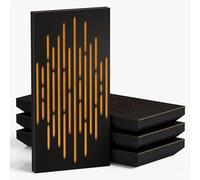 4-Pack - Narrow Acoustic Panels with Velvet Fabric | 50x25 cm | Decorative Noise Control & Echo Reduction | Sound Absorption & Diffusion | Color: [WAVE-F - Black | Yellow]