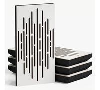 4-Pack - Narrow Acoustic Panels with Velvet Fabric | 50x25 cm | Decorative Noise Control & Echo Reduction | Sound Absorption & Diffusion | Color: [WAVE-F - White | Black]