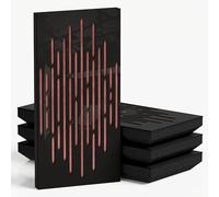 4-Pack - Narrow Acoustic Panels with Velvet Fabric | 50x25 cm | Decorative Noise Control & Echo Reduction | Sound Absorption & Diffusion | Color: [WAVE-F - Black plastic | Rose]