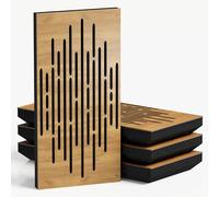 4-Pack - Narrow Acoustic Panels with Velvet Fabric | 50x25 cm | Decorative Noise Control & Echo Reduction | Sound Absorption & Diffusion | Color: [WAVE-F - Oak | Black]