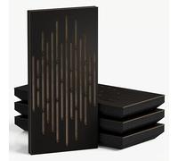 4-Pack - Narrow Acoustic Panels with Velvet Fabric | 50x25 cm | Decorative Noise Control & Echo Reduction | Sound Absorption & Diffusion | Color: [WAVE-F - Black | Beige]