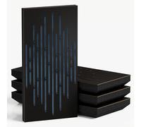 4-Pack - Narrow Acoustic Panels with Velvet Fabric | 50x25 cm | Decorative Noise Control & Echo Reduction | Sound Absorption & Diffusion | Color: [WAVE-F - Black | Blue]