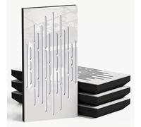 4-Pack - Narrow Acoustic Panels with Velvet Fabric | 50x25 cm | Decorative Noise Control & Echo Reduction | Sound Absorption & Diffusion | Color: [WAVE-F - White plastic | White]