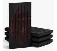 4-Pack - Narrow Acoustic Panels with Velvet Fabric | 50x25 cm | Decorative Noise Control & Echo Reduction | Sound Absorption & Diffusion | Color: [WAVE-F - Black plastic | Burgundy]