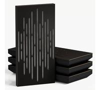 4-Pack - Narrow Acoustic Panels with Velvet Fabric | 50x25 cm | Decorative Noise Control & Echo Reduction | Sound Absorption & Diffusion | Color: [WAVE-F - Black | Grey]