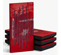4-Pack - Narrow Acoustic Panels with Velvet Fabric | 50x25 cm | Decorative Noise Control & Echo Reduction | Sound Absorption & Diffusion | Color: [WAVE-F - Red plastic | Blue]