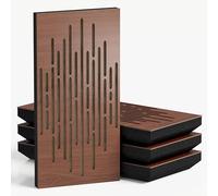 4-Pack - Narrow Acoustic Panels with Velvet Fabric | 50x25 cm | Decorative Noise Control & Echo Reduction | Sound Absorption & Diffusion | Color: [WAVE-F - Nut | Beige]