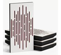 4-Pack - Narrow Acoustic Panels with Velvet Fabric | 50x25 cm | Decorative Noise Control & Echo Reduction | Sound Absorption & Diffusion | Color: [WAVE-F - White | Burgundy]