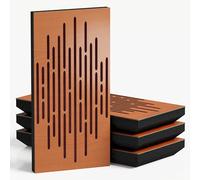 4-Pack - Narrow Acoustic Panels with Velvet Fabric | 50x25 cm | Decorative Noise Control & Echo Reduction | Sound Absorption & Diffusion | Color: [WAVE-F - Cherry | Burgundy]