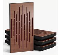 4-Pack - Narrow Acoustic Panels with Velvet Fabric | 50x25 cm | Decorative Noise Control & Echo Reduction | Sound Absorption & Diffusion | Color: [WAVE-F - Nut | Burgundy]