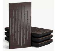 4-Pack - Narrow Acoustic Panels with Velvet Fabric | 50x25 cm | Decorative Noise Control & Echo Reduction | Sound Absorption & Diffusion | Color: [WAVE-F - Wenge | Grey]
