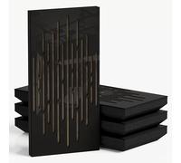 4-Pack - Narrow Acoustic Panels with Velvet Fabric | 50x25 cm | Decorative Noise Control & Echo Reduction | Sound Absorption & Diffusion | Color: [WAVE-F - Black plastic | Beige]