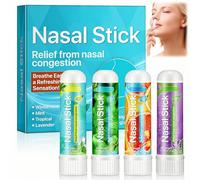 4 Pack Nasal Stick, Natural Refreshing Nasals Inhaler Stick, Nasal-Inhaler Blocked, Herbal Lung Cleansing Inhaler, Instant Relief for Stuffy Noses, Enhances Breathing & Focus