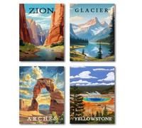 4 Pack National Park Stamped Cross Stitch Kits for Adults - Embroidery Kits for Beginners Adults,11 CT Patterns Dimensions Counted Cross Stitch Kits for Adults Arts Craft 12x16 inch