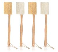 4 Pack Natural Exfoliating Loofah Bath Back Brush Loofah Back Scrubber Long Handle for Shower Exfoliating Body Scrubber Luffa Sponge on a Stick for Men and Women, Cleans Hard to Reach Areas