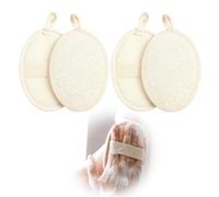 4 Pack Natural Loofah Sponge, Exfoliating Body Scrubber, Eco-Friendly Biodegradable, with Cotton Terry Backing, Organic Bath Shower Loofah for Men and Women, Skin Cleansing and Dead Skin Removal