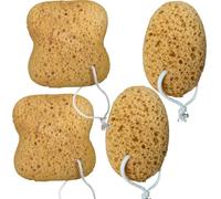 4-Pack Natural Sea Sponge Set for Bath & Shower, 2 x Large & 2 x Extra-Large Exfoliating Body Sponges for Women and Men, Ultra-Soft Deep Cleansing Bath Sponges for Sensitive and Dry Skin
