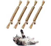 4 Pack Natural Silvervine Sticks for Cats - Chew Toys for Kittens Teeth Cleaning, Catnip Toy, Teething Stick - Interactive Kitten Toys for Indoor Cats Dental Care