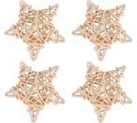 4 Pack Natural Wicker Rattan Balls Rabbit Chew Toys - Heart-Shaped Bunny Molar Chew Toys for Hamsters, Small Animals, Chinchillas, Tooth Grinding, Pet Activity Toys, Dry Flower Balls for Wedding Decor
