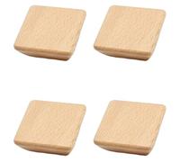 4 Pack Natural Wood Cabinet Pulls Handles Square Solid Wood Drawer Handles Furniture Hardware Dresser Handle Closet Pull Wardrobe Handles Pulls Cupboard Drawer Knobs with Screws