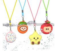 4-Pack Necklace Holder for AirTag 2nd Gen (2026) & 1st Gen, Soft Silicone Waterproof Case for Air Tag Necklace Design Cute Air Tags Holder with Key Ring (Pink/Orange/Yellow/Red)
