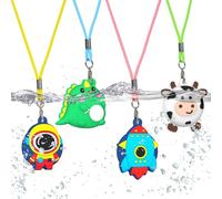 4-Pack Necklace Holder for AirTag 2nd Gen (2026) & 1st Gen, Soft Silicone Waterproof Case for Air Tag Necklace Design Cute Air Tags Holder with Key Ring (Green/Blue/White)