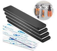 4 Pack Neodymium Magnets, 60x10x3mm Strong Rare Earth Magnets, Powerful Fridge Magnetic Strips with Double-Sided Adhesive, Multi-Use (Black)