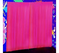 4 Pack Neon Pink Glow Party Decor, 3.3 x 6.6 ft Fluorescent Tinsel Foil Fringe Curtains, Brighten Up Your Photo Booth Space Glow in The Dark Party Supplies (Fluorescent Macaron Pink)