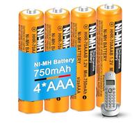 4 Pack Ni-MH AAA Rechargeable Batteries 1.2V 750mAh HHR-70AAAB High Capacity Battery for Panasonic Gigaset BT Cordless Phones, Remote Controls