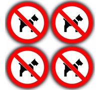 4 Pack No Dogs Allowed Round Sticker Signs - 85mm Waterproof Vinyl Window Stickers - For Shops & Public Places