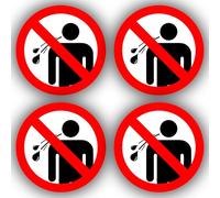 4 Pack - No Spitting Stickers - Waterproof Vinyl Notice Labels - 85mm Round