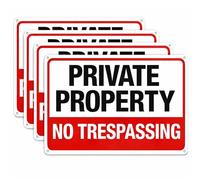 4-Pack No Trespassing Signs Private Property Metal Sign 10 x 7 In Aluminum