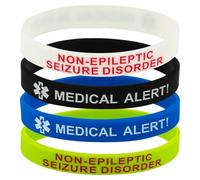 4 Pack - Non-Epileptic Seizure Disorder Medical Alert Wristbands NES (Large (20cm))