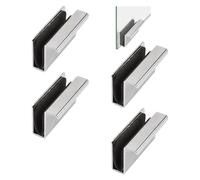4-Pack Non Magnetic Latch Clamp Pull Silver Adhesive Glass Cabinet Handles | No-Drill Pull Handles for 5-6mm Glass Doors | Heavy-Duty Sticky Back Handles for Kitchen, Wardrobe & Display Cabinets