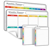 4-Pack Non-Magnetic Whiteboard Calendar Set - Monthly, Weekly, Daily, to-Do List Planner - Dry Erase Board for Fridge, Wall, Glass, Door - Family, Office, Classroom Schedule Organiser