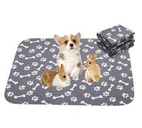 4 PACK Non-Slip Dog Pee Mat Crate Pad for Pets Dogs Cats Washable Reusable Dog Pads and Dog Training Pad with Soft Cotton Blend, Leak Proof, Super Absorbency - Gray - S