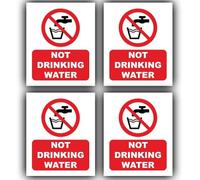 4-Pack Not Drinking Water Signs - Self-Adhesive Vinyl Stickers, Non-Potable Water Warning, Waterproof, 110mm x 90mm - Ideal for Workplaces, Schools, Office, Construction Sites,
