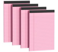 4 Pack Note Pads 5 x 8 Inch Pink Small Legal Pads 5 x 8 Colored Notepad 5 x 8 Micro Perforated Writing Pads Lined Paper Pads College Ruled Pad Paper 30 Sheets Notebook for Study, To-Do Lists, Office