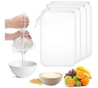 4 Pack Nut Milk Bag, Reusable Fine Mesh Strainer for Juicing Nut Bag Food Strainer Cheese Cloth Bag for Straining Juice Coffee Yogurt Tea Milk Almond Soy Fine Mesh Filter Cheesecloth Bags