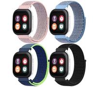 4 Pack Nylon Bands for Gabb Watch 3e 3 2 1/Gizmo Watch 3 2 1, Cosmo JrTrack 4/3/2 SE/2/JrTrack Band, 20mm Hook & Loop Soft Breathable Watch Band Small Size (Black/Neon Lime/Blue/PinkSand)