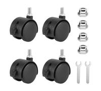 4 Pack Nylon Caster Wheels with Brake,1.6 Inch Caster Wheels, Black Swivel Castor Wheel with M8 Threaded Stem Nut and Spanner, 360 Degree Rotation Floor Safe Wheel for Furniture Trolley Office Chair