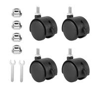 4 Pack Nylon Caster Wheels with Brake, 1.6 Inch Caster Wheels, Swivel Castor Wheel with M8 Threaded Stem Nuts and Spanner 360° Rotation Furniture Wheel Heavy Duty Casters for Chair Cabinet (Black)