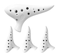 4 Pack Ocarina 12 Hole White Pottery in Alto C for Beginner (White 4 Pack)