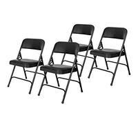 (4 Pack) OEF Furnishings Premium Vinyl Padded Steel Folding Chair, Black