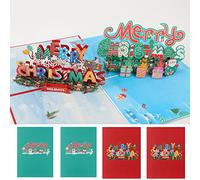 4 Pack of 3D Pop Up Christmas Cards | Greeting Holiday Note Cards with Envelopes for Xmas/New Year