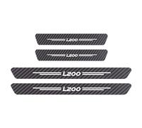 4 Pack of Car Carbon Fiber Door Sills for Mitsubishi L200, Car Door Sill Protection with Logo, Carbon Fiber Car Door Sill Protection Sticker