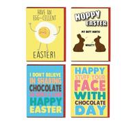 4-Pack of Easter Greeting Cards - Assorted Designs with Envelopes - Perfect for Family and Friends Teacher Egg Bunny Cute Chocolate related E4PACK