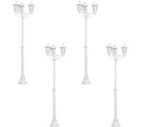 4 Pack Of Ip44 Outdoor White Aluminium Lanterns - Modern 3 Arm Bollard Lights